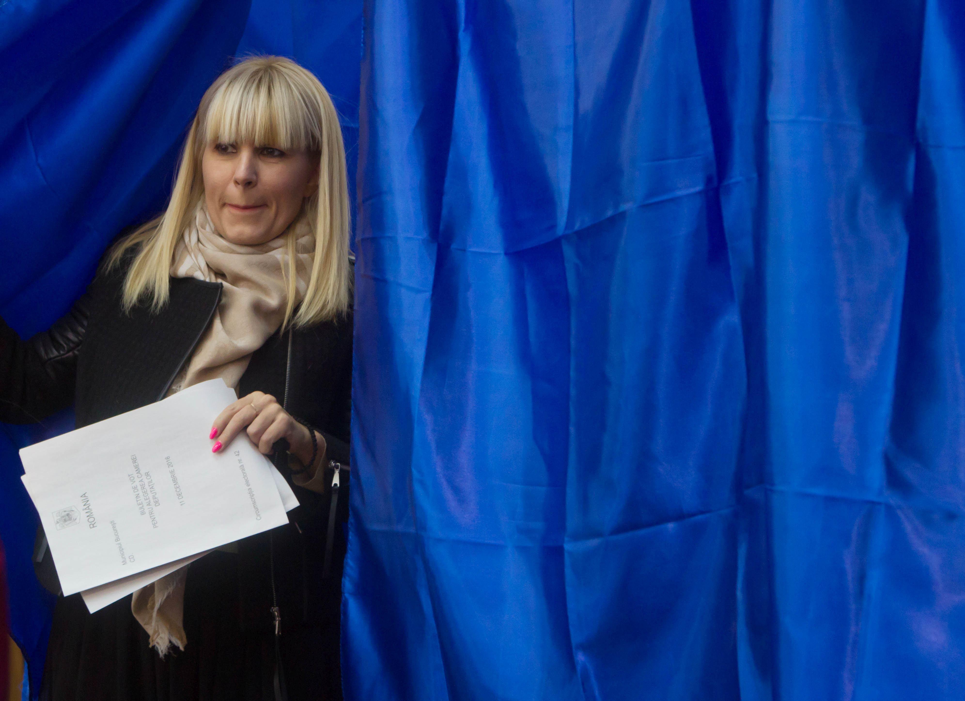 Elena Udrea, surprinsă la cabina de votare