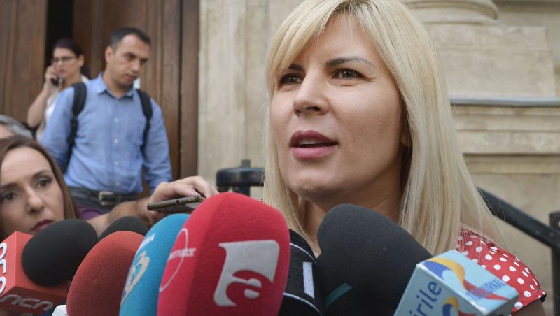 Elena Udrea, la o conferință de presă cu microfoane în față