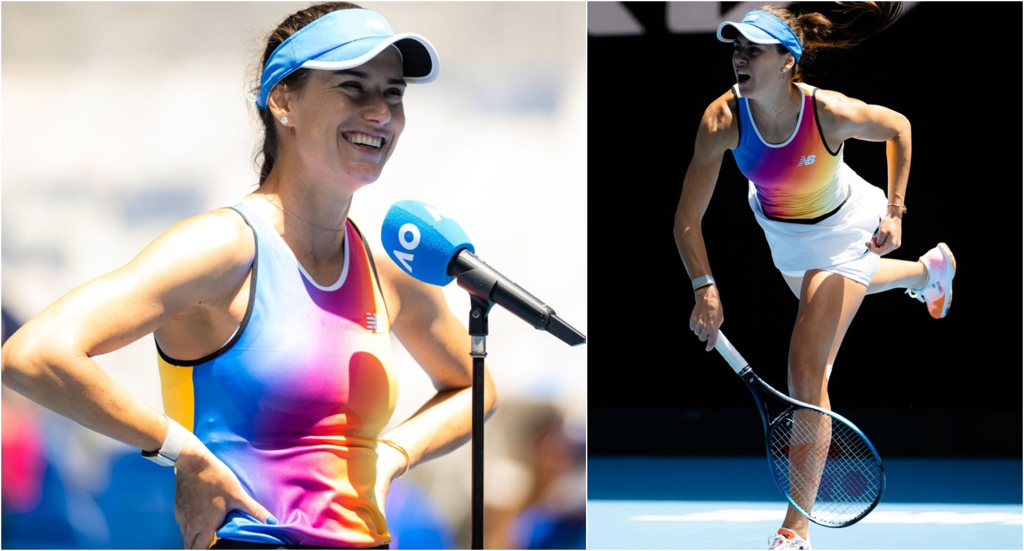 colaj de fotografii cu Sorana Cîrstea la Australian Open 2022