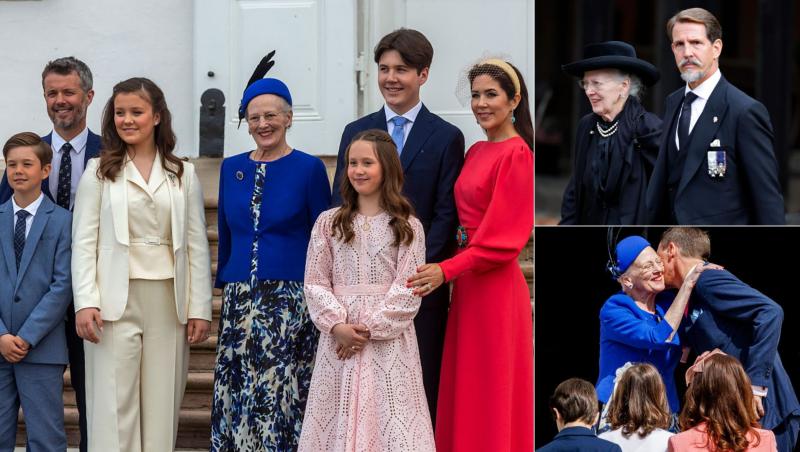 colaj de imagini cu regina margrethe a danemarcei impreuna cu fiii si nepotii sai