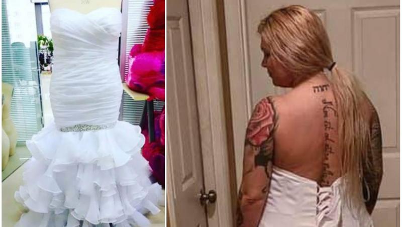 Tânăra a pozat rochia de mireasă primită și a dezvăluit toată întâmplarea pe Facebook
