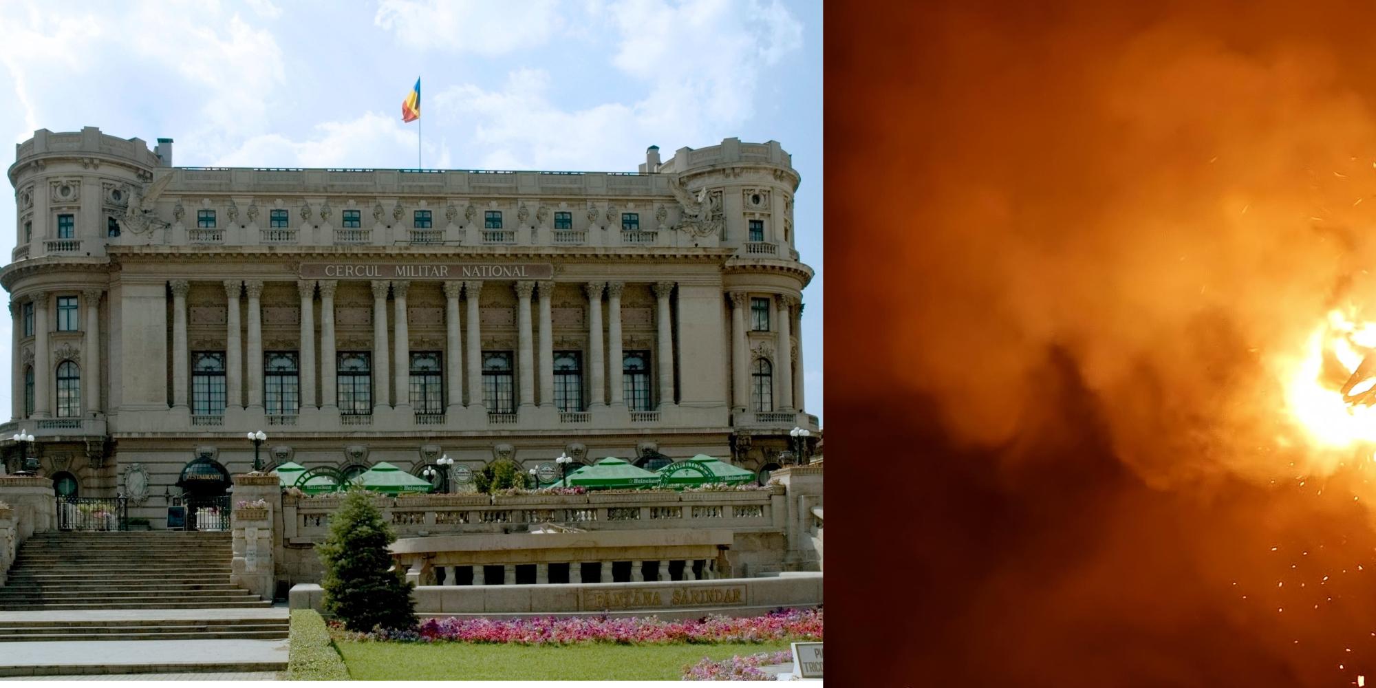 Un incendiu a izbucnit la Palatul Cercului Militar Național din București. Un militar care a intervenit a suferit arsuri