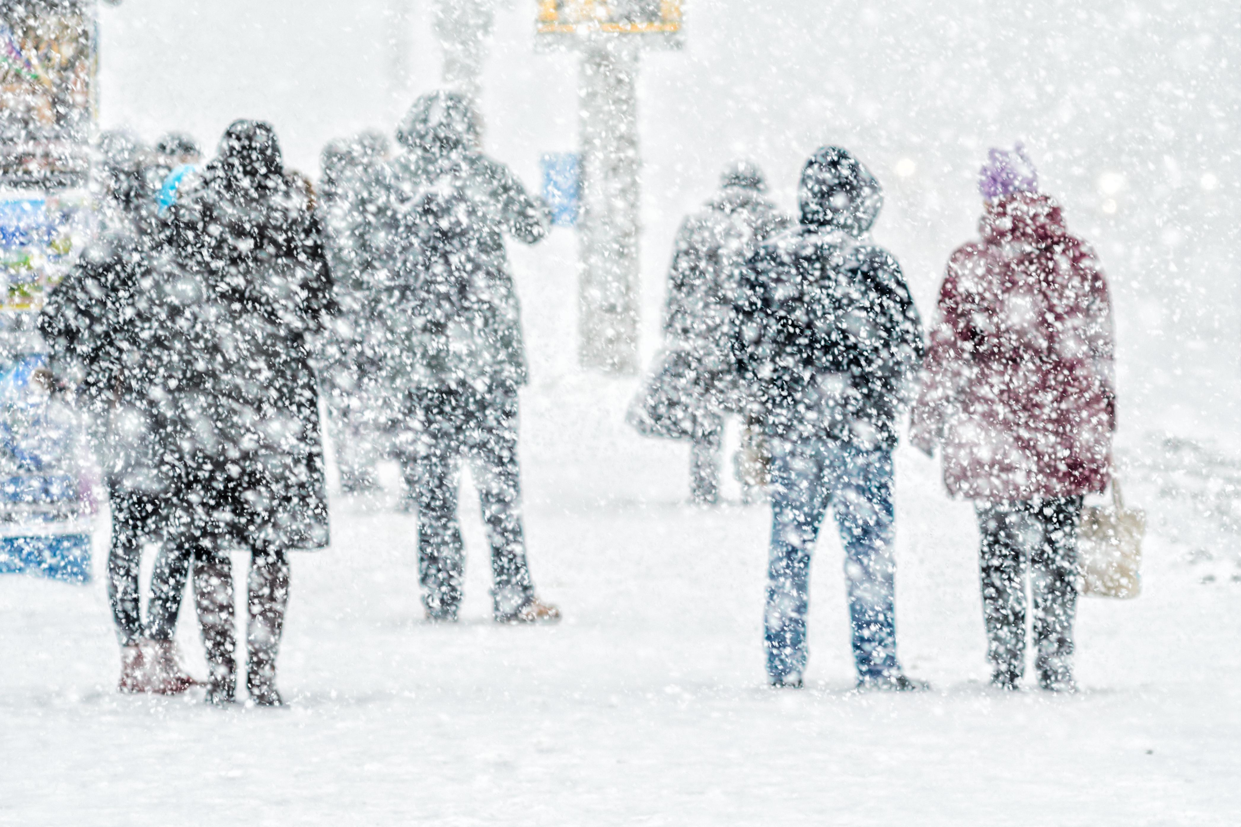 imagine cu oameni acoperiti de zapada, din iarna anului 2022-2023