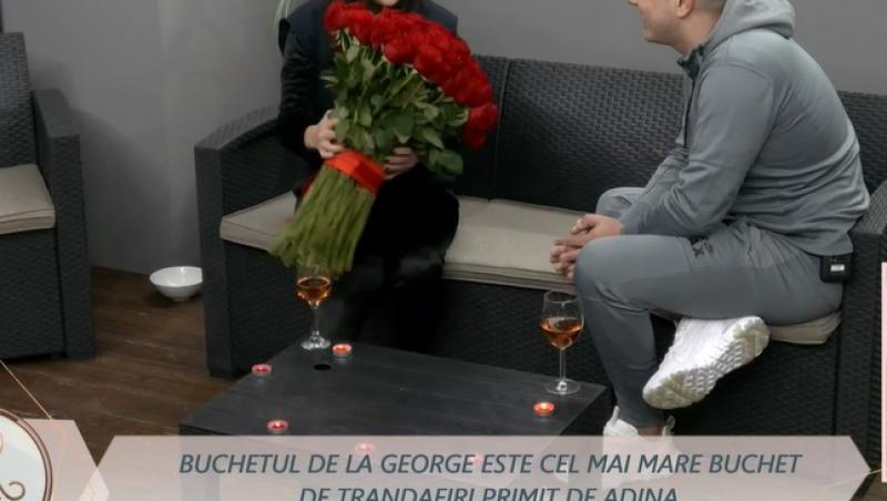 Mireasa sezon 6, 1 decembrie 2022. George a suprins-o pe Adina cu un buchet imens de trandafiri. Cum a reacționat fata