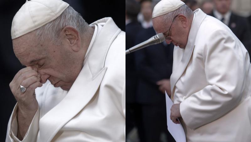 Papa Francis a început să plângă în timpul unei rugăciuni | VIDEO. Suveranul Pontif avea vocea sugrumată de emoţie