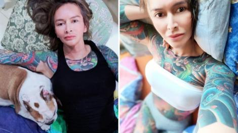 Femeia care și-a tatuat 90% din suprafața corpului pentru a-și acoperi cicatricile. Cum arăta înainte de transformare