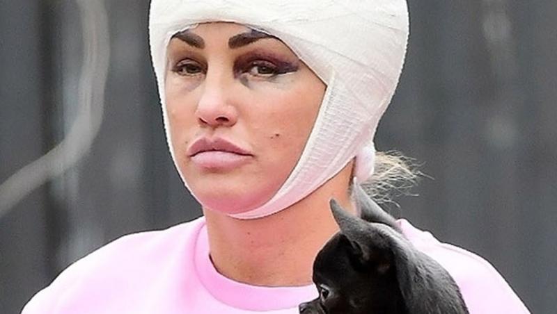Katie Price a apărut bandajata la cap în urma unei intervenții estetice. Diva este o împătimită a operațiilor