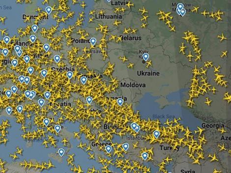 Spațiul aerian al României a fost intens circulat, după ce avioanele au evitat să mai traverseze Ucraina. Ce a declarat SUA
