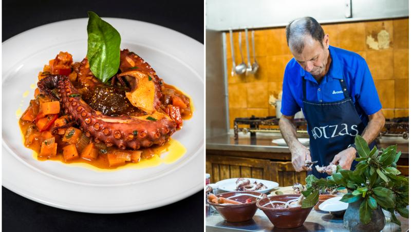 Chef Yiannis Linos a dezvăluit cum se pregătește rețeta de caracatiță cu dulceață de smochine și lichior de mastic