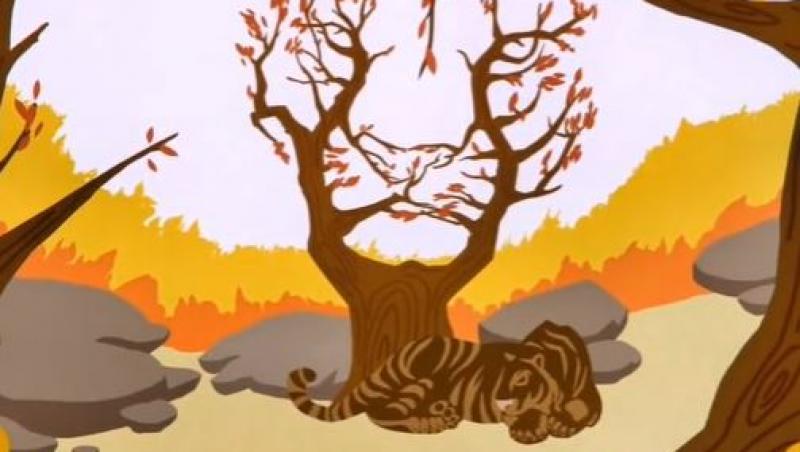 iluzie optica cu tigru si copac