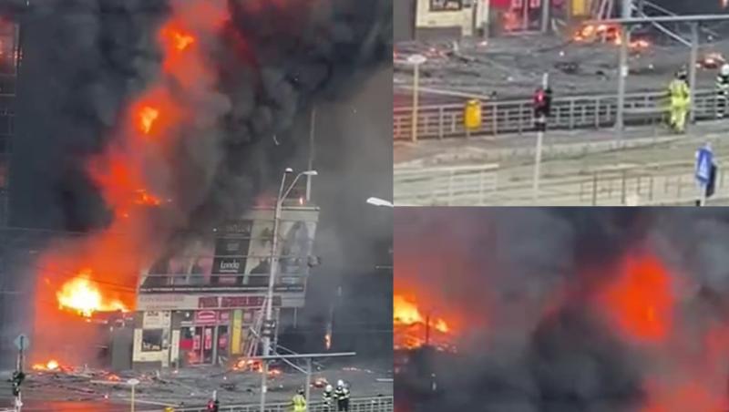 Incendiu puternic în București la magazinul Prosper, Calea 13 septembrie