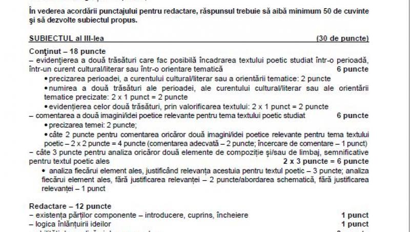 La fel ca în anii trecuți, subiectele la limba și literatura română au fost diferite, în funcție de profilul studiat în cei patru, respectiv cinci ani de liceu.