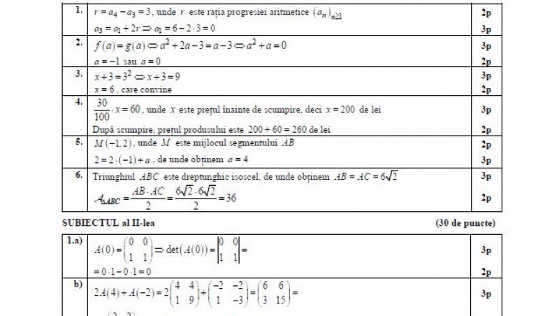 Simulare BAC 2022 matematică: subiecte și barem de corectare. Cum se rezolvă subiectele primite de elevii de a 12-a și a 13-a