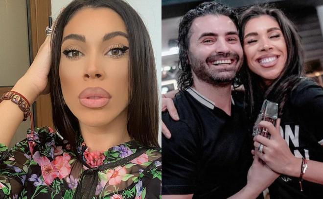 colaj de fotografii cu raluca pastrama si pepe imbratisati. raluca este inarcinata