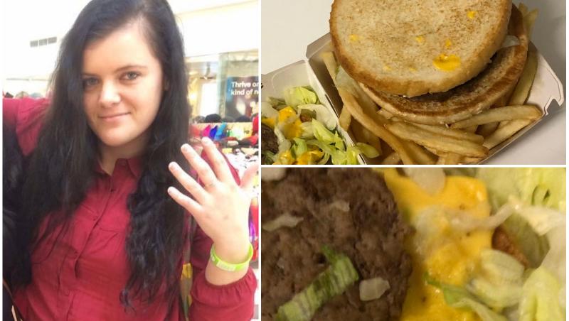 Când a văzut ce a descoperit în burgerul comandat, femeia a fost surprinsă