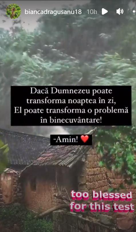 Mesaj pus pe Bianca Drăgușanu