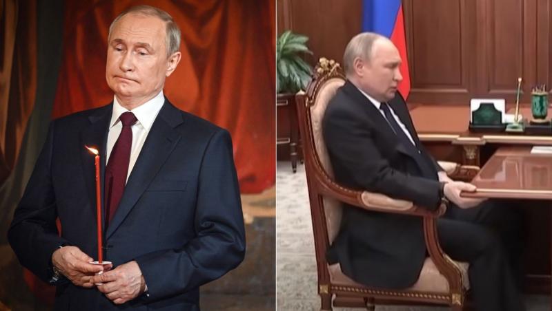 Vladimir Putin a alimentat zvonurile despre starea precară de sănătate, după ce a fost văzut când își mușca buzele, mișcad degetele într-un mod ciudat și părea nesigur. Imaginile vin după ce, la ultima lui întâlnire oficială, a strâns puternic marginea mesei și spătarul scaunului, de parcă încerca să rămână liniștit în timp ce era măcinat de dureri.