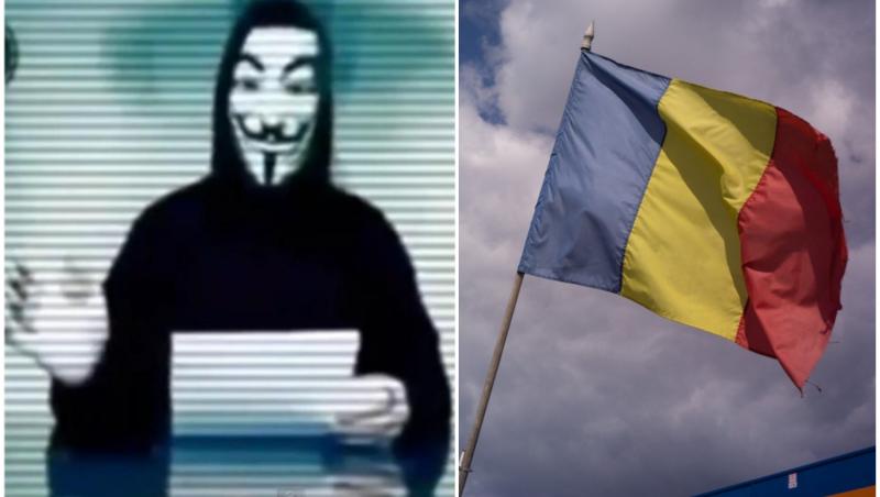 colaj cu hacker anonymous si steagul romaniei