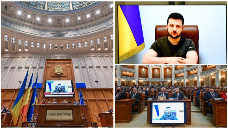 Volodimir Zelenski a susținut un discurs în fața Parlamentului României