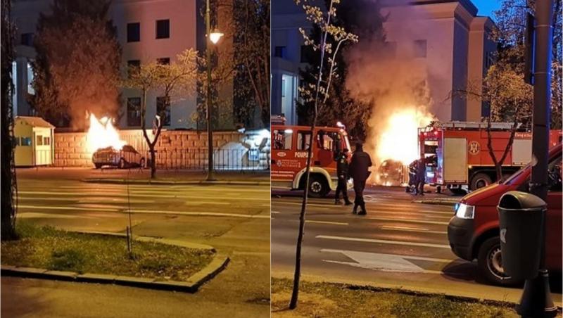 O mașină a intrat în porţile Ambasadei Rusiei din Capitală. Maşina a luat foc, iar şoferul a murit