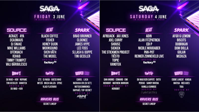 SAGA Festival anunță programul și artiștii pentru fiecare zi de festival.