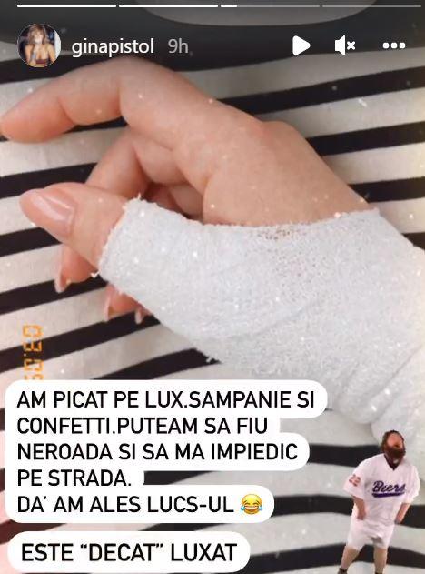 Gina Pistol cu mâna badajată