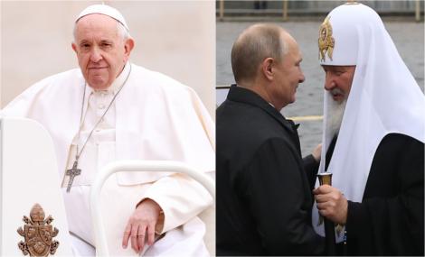 De ce a fost criticat Papa Francisc de Biserica Ortodoxă Rusă. Suvernaul Pontif, declarații dure: "Băiatul de altar al lui Putin"