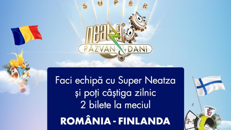 Înscrie-te la concursul „Hai, România” și înceâand cu 2 Iunie, poți fi sunat live de echipa Super Neatza pentru a juca decisiva pentru 2 bilete la meciul Romania-Finalda, care are loc pe 11 iunie la București, pe National Arena.