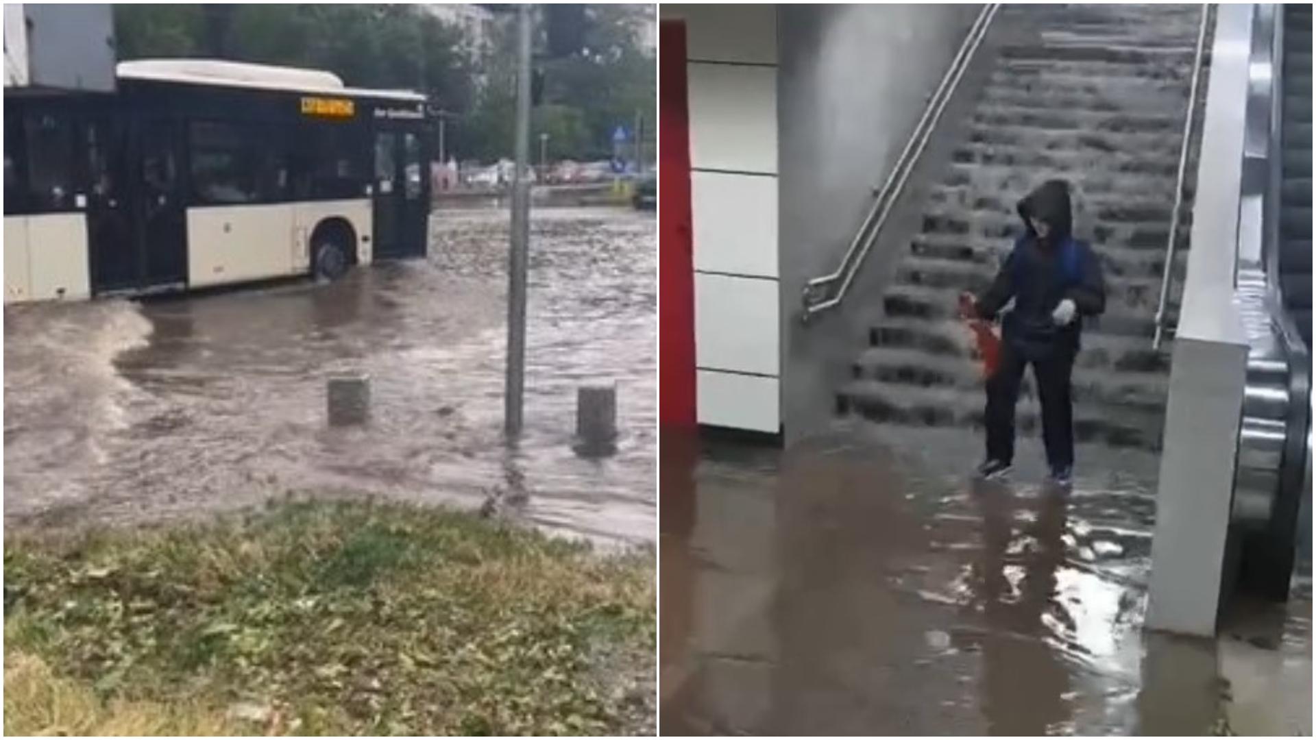 Parcarea Aeroportului Otopeni a fost inundată după ploile abundente din București. Prin ce a trecut o însoțitoare de bord