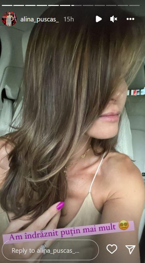 Alina Pușcaș cu șuvite blonde