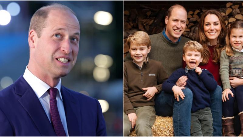 Prințul William a fost fotografiat zâmbind alături de George, Charlotte și prințul Louis, care stă pe umerii lui, în Iordania.
