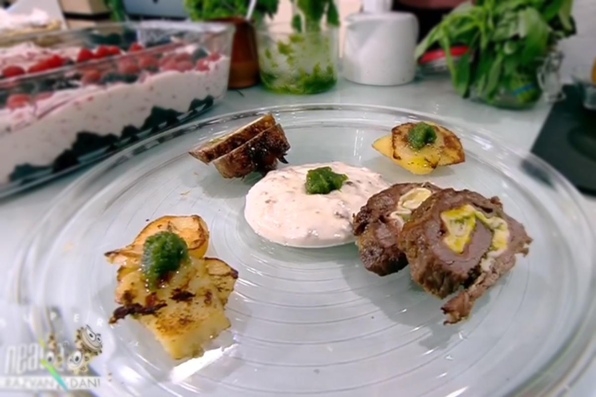 Rulouri din vrăbioară de vită cu jambon și omletă pe pat de cartofi. Rețeta lui chef Radu Darie  la Super Neatza, 12 iulie 2022