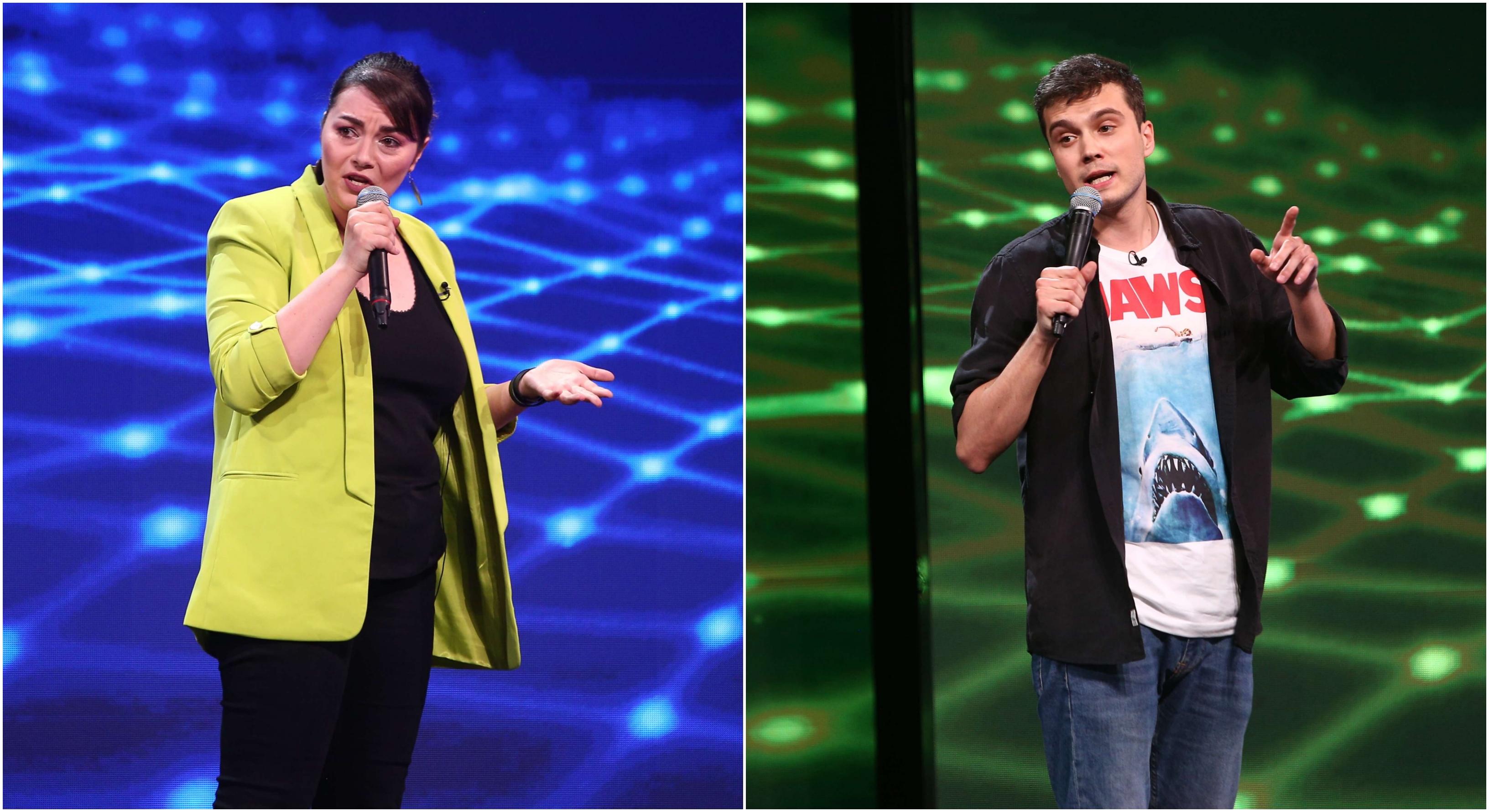 colaj foto Ioana Luiza Ghiță și Sergiu Mirică la stand-up revolution