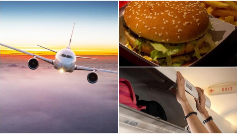 Colaj cu avion, burger și bagaj în avion