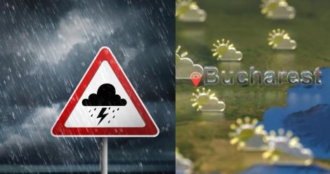 Alertă ANM! Cod portocaliu de ploi abundente și instabilitate atmosferică accentuată. Cum va fi vremea în București