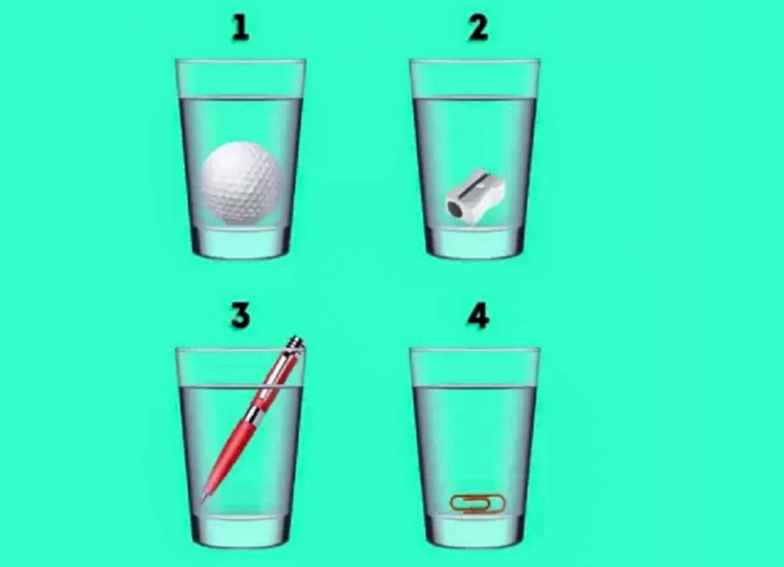 Această iluzie optică ascunde un test de inteligență! Reușești să îți dai seama în ce pahar e mai multă apă?