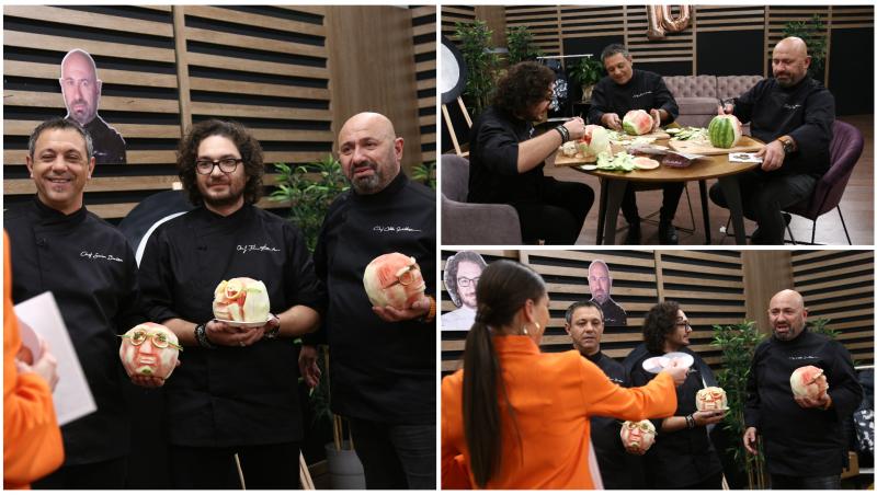 Chef Sorin Bontea, chef Florin Dumitrescu și chef Cătălin Scărlătescu au avut parte de o surpriză total neașteptată din partea Irinei Fodor
