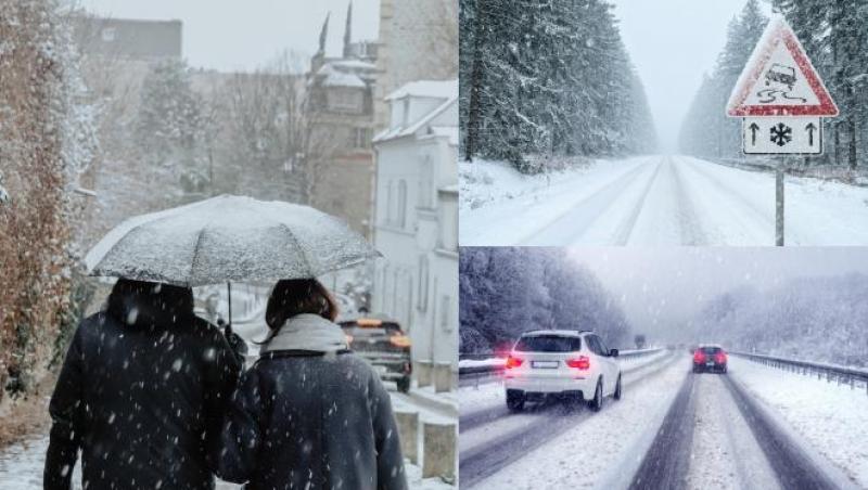 Alertă ANM! Cod portocaliu de ninsori, viscol și ploi în toată țara. Cum afectează ciclonul mediteranean care traversează România