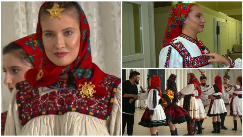 colaj foto iulia albu si eliza natanticu imbracate in costume traditionale populare
