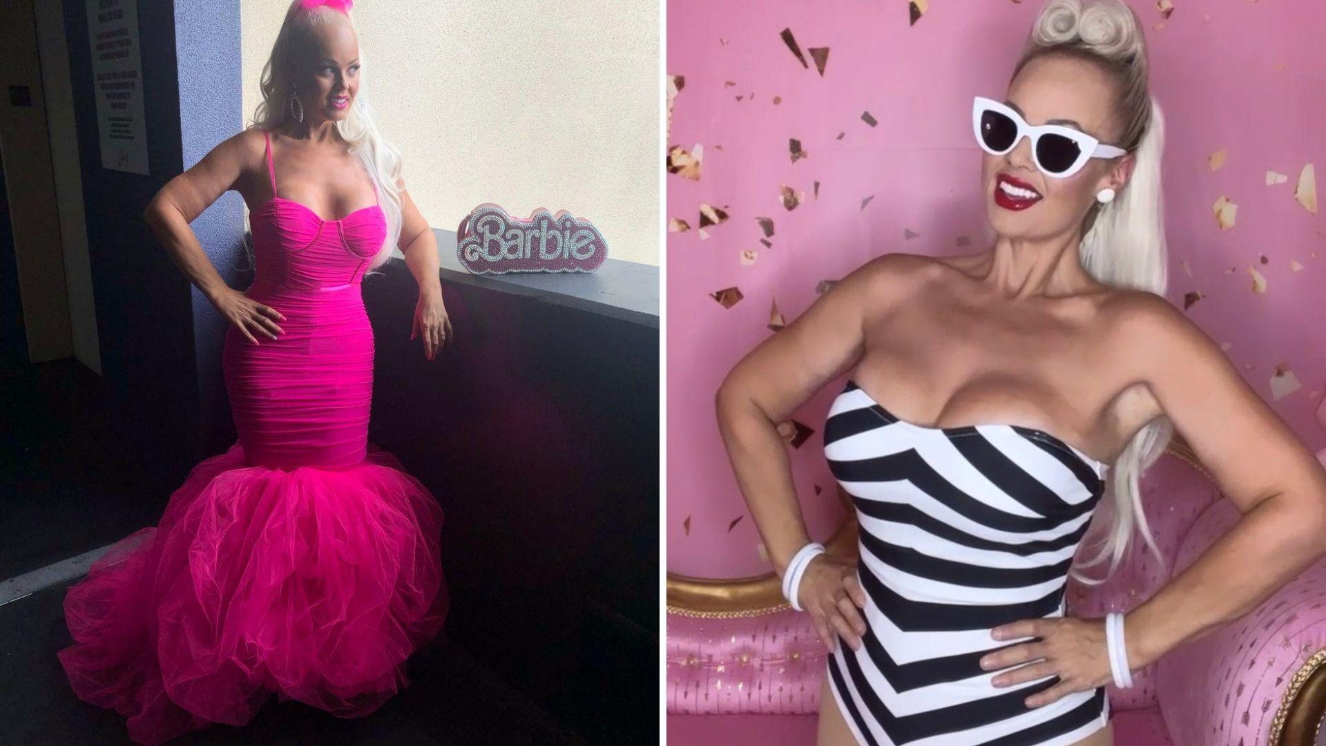 femeia care a slăbit peste 90 de kilograme, îmbrăcată într-o ținută roz stil barbie