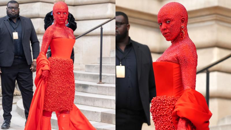 Cine este vedeta vopsită din cap până în picioare în roșu care a atras toate privirile la Săptămâna Modei de la Paris. Iată cum arată în realitate.