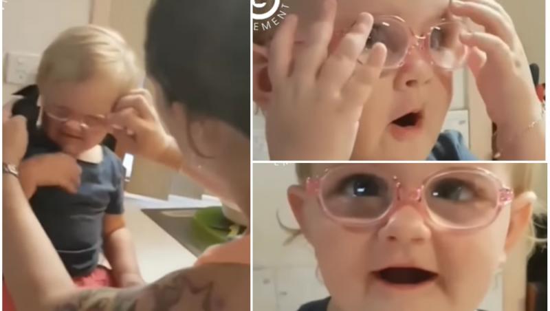 Când a primit ochelarii și a putut vedea în mod cla, copila s-a bucurat în cel mai savuros mod posibil