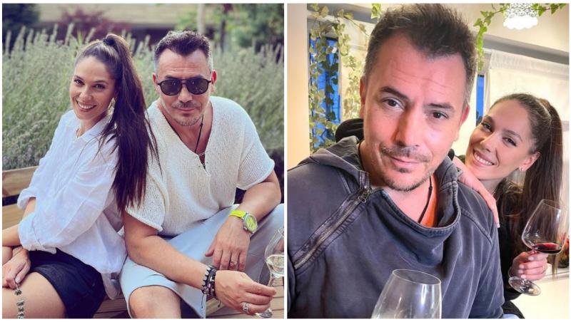 Colaj cu Irina și Răzvan Fodor în două ipostaze diferite cu paharele de vin