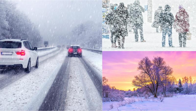 Iarna a pus stăpânire pe mai multe zone din România. Cod portocaliu de ninsori! Ce localități sunt afectate