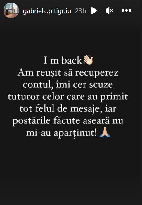 Mesajul transmis de Gabriela, fosta concurentă din sezonul 6 Mireasa, pe Instagram
