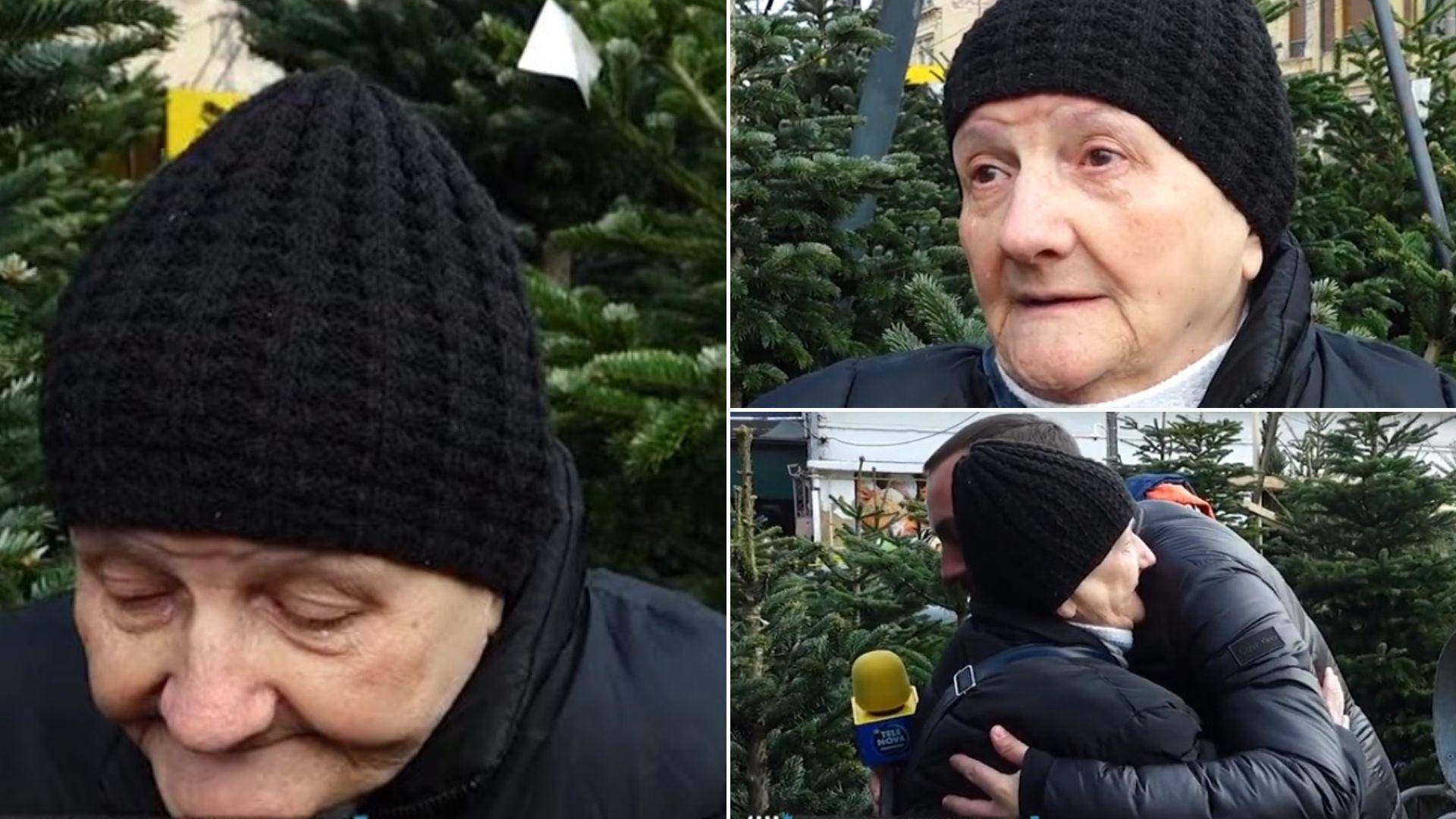 Bucuria unei bunici! Reacția unei bătrânici când primește un brad de Crăciun de la reporterul căruia i-a zis că nu-și permite unul