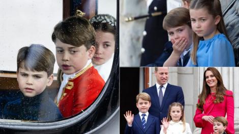 Cum au apărut Prințul George, Prințesa Charlotte și Prințul Louis într-o fotografie alb-negru, de Crăciun. Ce urare au făcut