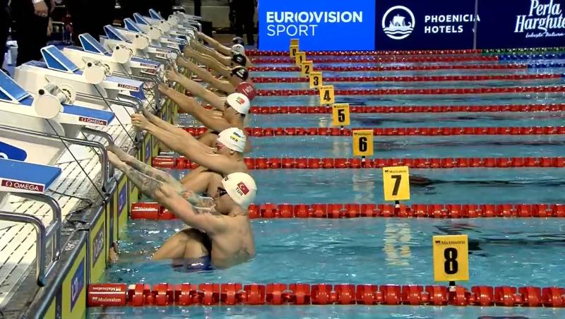 Sportivii din finala cu ştafetă masculină de 4x50m mixt de la Campionatele Europene de înot în bazin scurt 2023