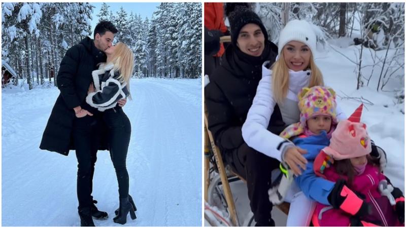 Colaj cu Andreea Bălan, fiicele ei și Victor Cornea, în Laponia, în zăpadă