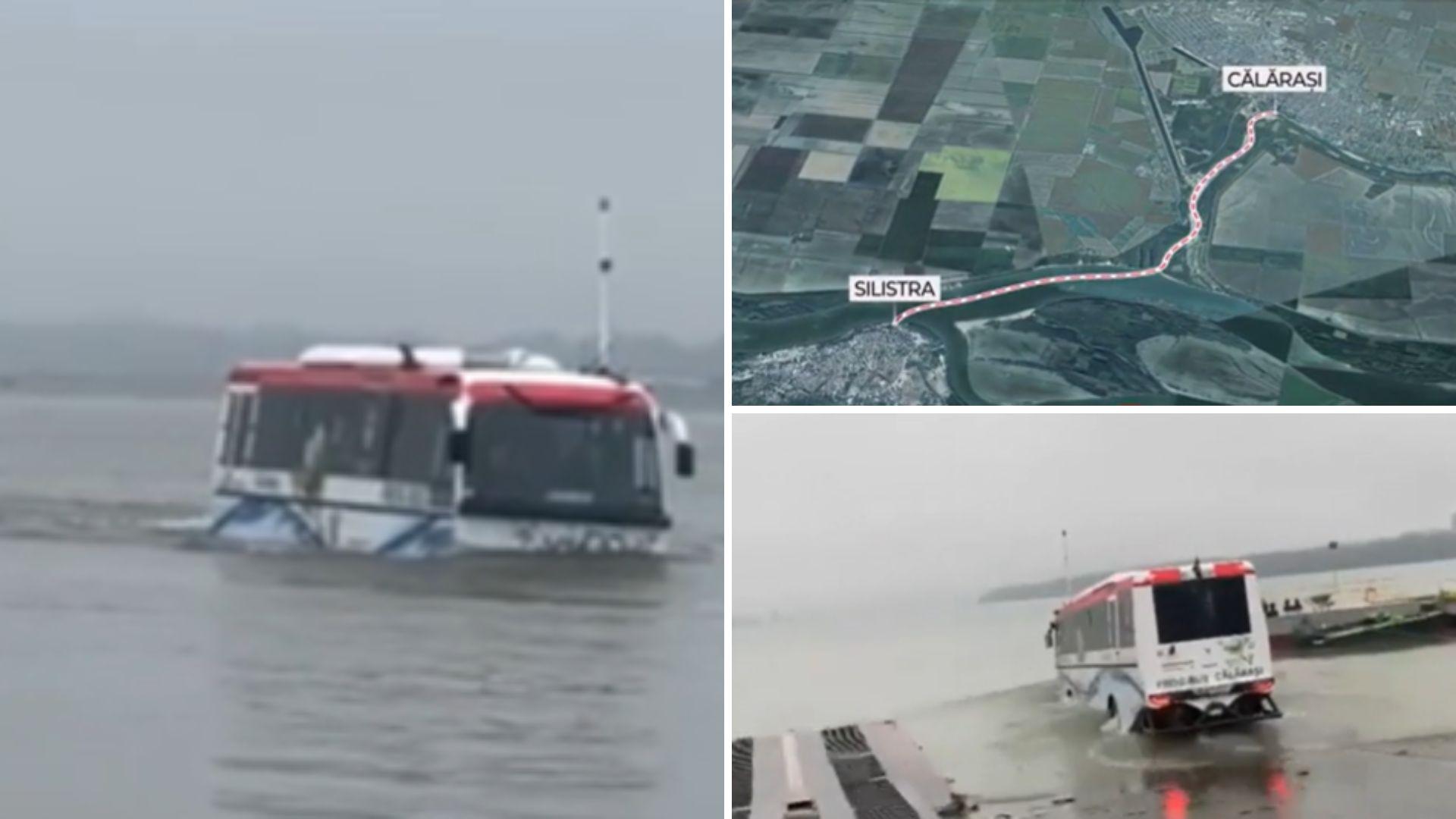 Românii vor putea trece Dunărea cu autobuzul plutitor. Cum arată mijlocul de transport pe apă
